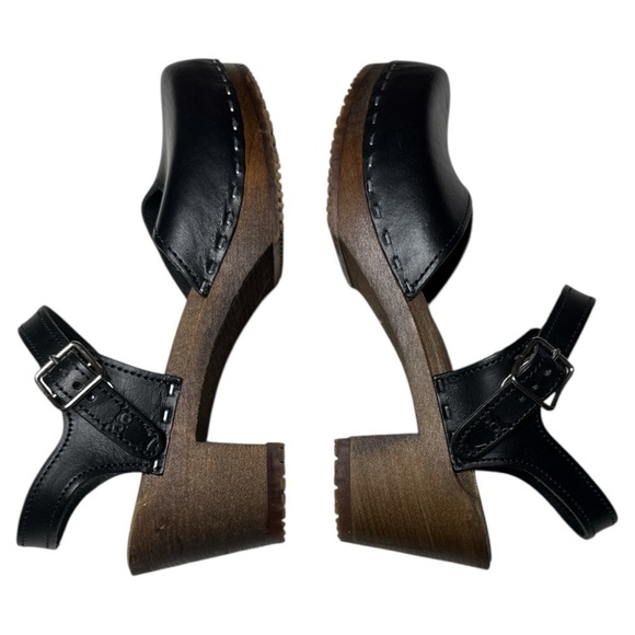 Sandgrens Victoria Classic Black Leather Clog Sandals Sz 7 - Picture 9 of 10